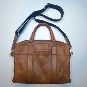 Fossil Mayfair Small Leather Work Bag Brown Structured Briefcase Satchel Classic